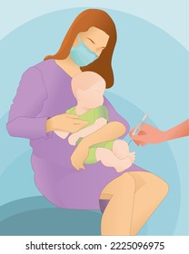 Doctor vaccinating cute baby, vector illustration. Health care