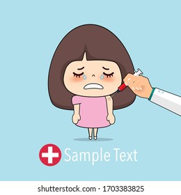 Doctor vaccinating Cute girl. Cartoon character Patient Design. Vector illustration design.