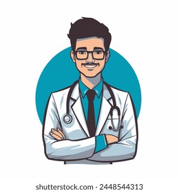 Doctor Vector Art in Plain Background Physician, Medical Professional, Health Care, Icon.