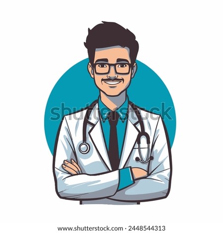 Doctor Vector Art in Plain Background Physician, Medical Professional, Health Care, Icon.