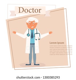 Doctor Vector. Cartoon. Isolated art on white background. Flat