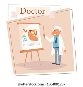 Doctor Vector. Cartoon. Isolated art on white background. Flat otolaryngologist