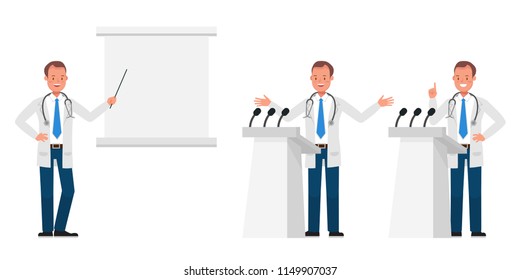 Doctor vector character design. Presentation in various action