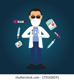 Arzt Vektor zur Tilgung des Koronavirus
