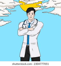 doctor vector hand drawn various types of work illustration. vector illustration of doctor work. symbol flat illustration worker at noon