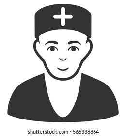 Doctor vector icon. Flat gray symbol. Pictogram is isolated on a white background. Designed for web and software interfaces.