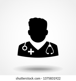 Doctor vector icon. Flat vector illustration in black on white background. EPS 10