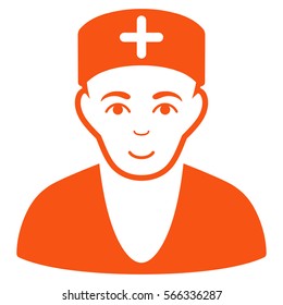 Doctor vector icon. Flat orange symbol. Pictogram is isolated on a white background. Designed for web and software interfaces.