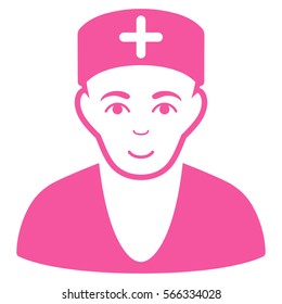 Doctor vector icon. Flat pink symbol. Pictogram is isolated on a white background. Designed for web and software interfaces.