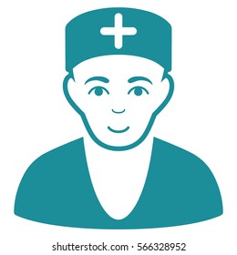 Doctor vector icon. Flat soft blue symbol. Pictogram is isolated on a white background. Designed for web and software interfaces.