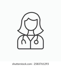 Doctor vector icon isolated in black line