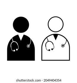Icono vectorial del doctor aislado en fondo blanco. Icono de estetioscopio.