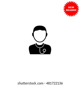 Doctor vector icon isolated on white background.