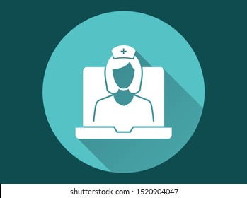 Doctor vector icon with long shadow. Simple illustration isolated for graphic and web design.