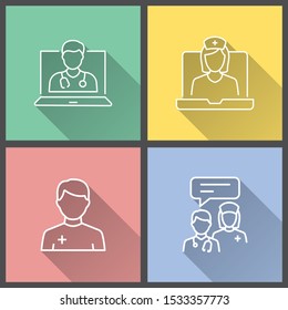 Doctor vector icon with long shadow. Simple illustration isolated for graphic and web design.