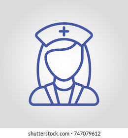 Doctor vector icon. Medical worker concept. Doctors head silhouette for badge or document. Female doctor icon.