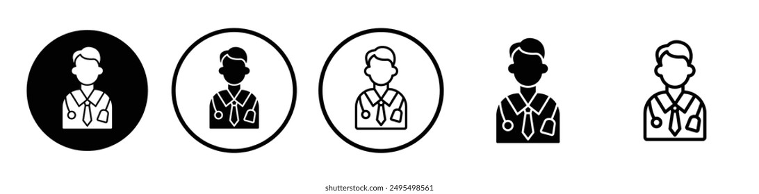 Doctor vector icon set in black and white color.