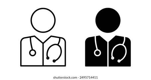 doctor vector icon set in black color.