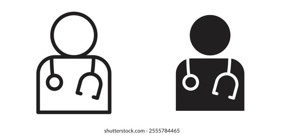 Doctor vector icon set in black color.