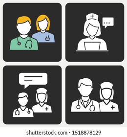 Doctor vector icon set. Illustration isolated on black background for graphic and web design.