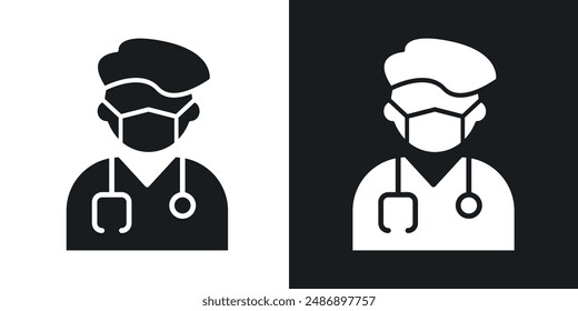 Doctor vector icon set in solid black and white color