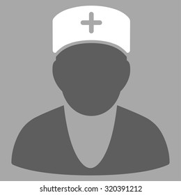 Doctor vector icon. Style is bicolor flat symbol, dark gray and white colors, rounded angles, silver background.
