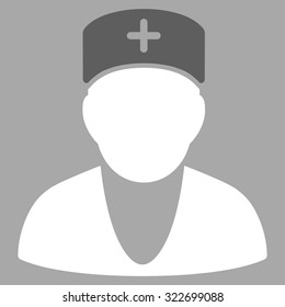 Doctor vector icon. Style is bicolor flat symbol, dark gray and white colors, rounded angles, silver background.