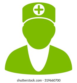 Doctor vector icon. Style is flat symbol, Eco green color, rounded angles, white background.