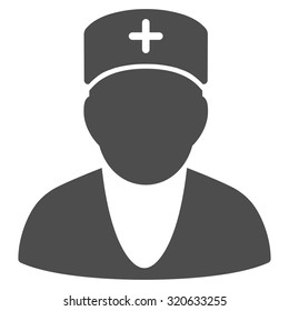 Doctor vector icon. Style is flat symbol, gray color, rounded angles, white background.