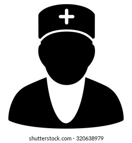 Doctor vector icon. Style is flat symbol, black color, rounded angles, white background.