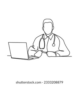 Doctor vector illustration drawn in line art style