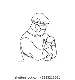 Doctor vector illustration drawn in line art style