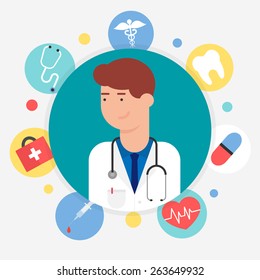 Doctor, vector illustration flat style