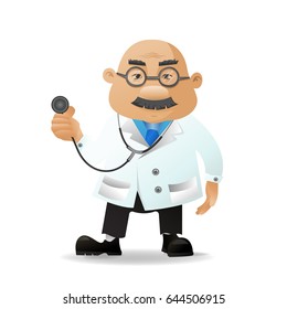 Doctor. Vector illustration of a old doctor isolated on white background.