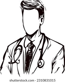 esténcil de imagen vectorial de doctor en fondo blanco