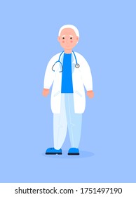 Doctor vector isolated for web, app. Therapist, surgeon, scientist are shown in cartoon style. Nurse is helping. Medical stuff illustration.