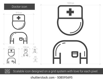 Doctor vector line icon isolated on white background. Doctor line icon for infographic, website or app. Scalable icon designed on a grid system.