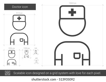 Doctor vector line icon isolated on white background. Doctor line icon for infographic, website or app. Scalable icon designed on a grid system.