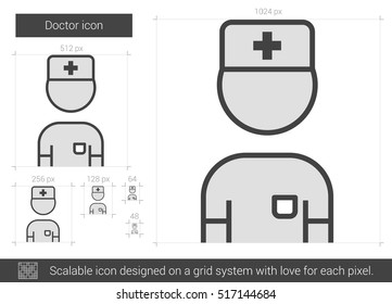 Doctor vector line icon isolated on white background. Doctor line icon for infographic, website or app. Scalable icon designed on a grid system.