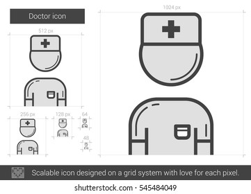 Doctor vector line icon isolated on white background. Doctor line icon for infographic, website or app. Scalable icon designed on a grid system.