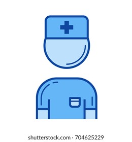 Doctor vector line icon isolated on white background. Doctor line icon for infographic, website or app. Blue icon designed on a grid system.