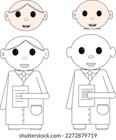 Doctor Vector Line Icons. Man and Woman vector symbol in black and white style.