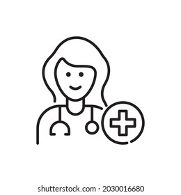 Doctor vector outline icon style illustration. EPS 10 file