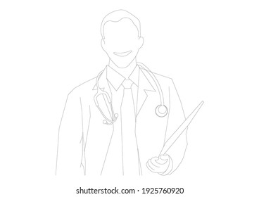A doctor vector posing in front of the camera although having a serious cases on pandemic Covid-19 