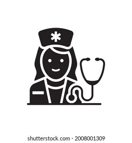 Doctor vector solid icon. EPS 10 file Nursing and Midwifery symbol