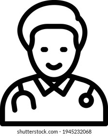 icono de línea delgada del vector del doctor