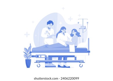 Doctor verifying a patient medical report Illustration concept on white background