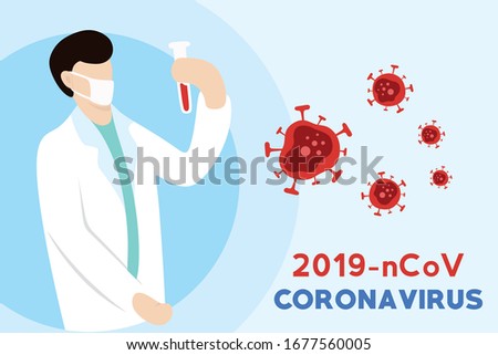 Doctor Versus Corona Virus. Corona Virus Vector Illustration
