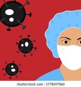 doctor and virus on the background. Vector Illustration Design.