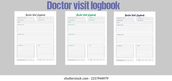 Doctor visit logbook Kdp interior template